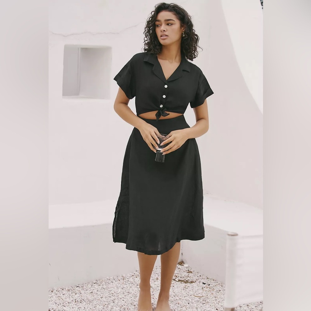 Vitamin A Playa Cutout Midi Dress 100% Linen